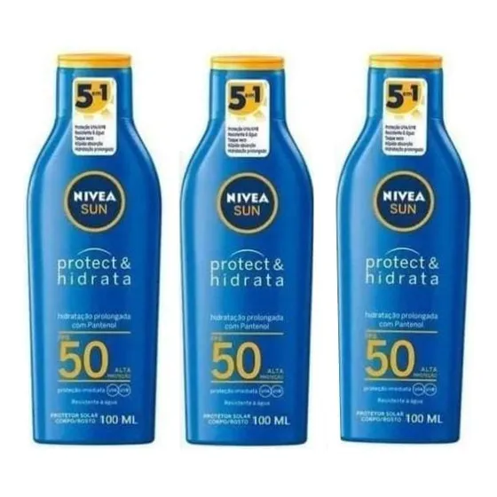 Kit C/3 Protetor Solar Nivea Sun Protect&hidrata Fps50 200ml