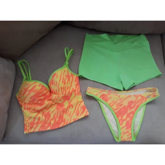 Short Bañador Para Dama En Lycra Talla M Verde Fosforescente