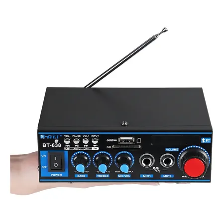 Mini Amplificador Bluetooth Digital Hifi 2ch Color Negro FeelSales