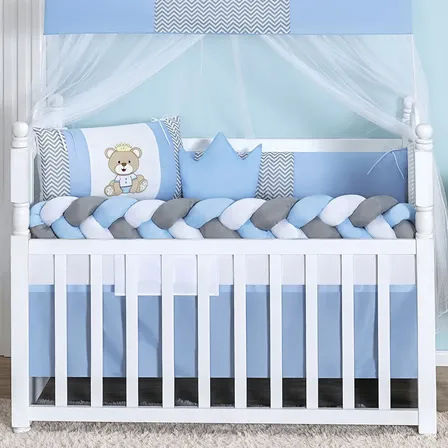 Kit Para Berço Confortável Seguro Bebê Menino Azul Barato