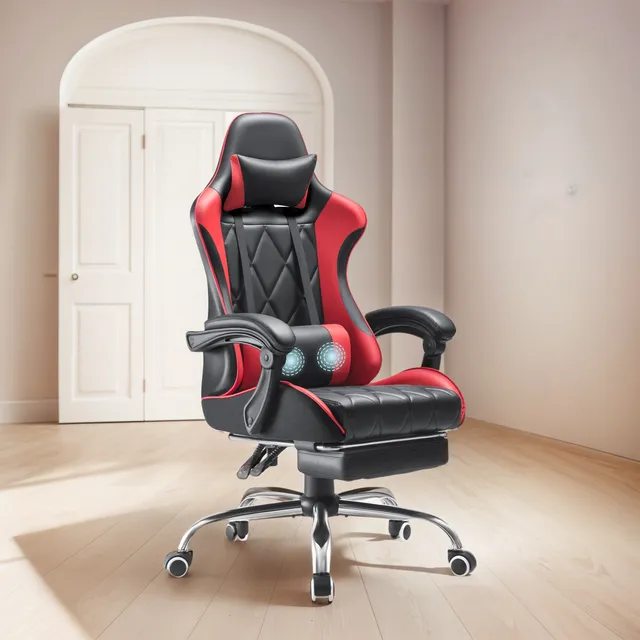 Silla De Juegos Ergonómica Con Reposapiés Color Rojo