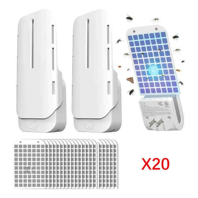Lámpara mata mosquitos eléctrica silencioso atrapa moscas para interiores trampa mosquitos el hogar con luz led pare polillas y mosquitos 2 dispositivos 20 repuestos raquete dp-led Xixi