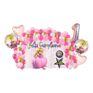 Kit Decoracion Fiesta Cumpleaños Globos Princesa Peach 85pzs Kit Decoracion Fiesta Cumpleaños Globos Princesa Peach 85pzs