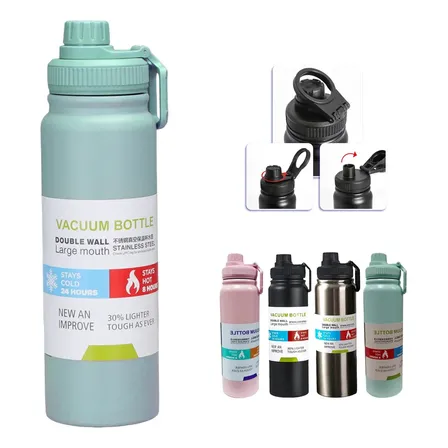 800mlgarrafa Térmica Água Squeeze Inox Academiaquente E Frio Azul-celeste