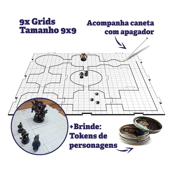 Grid Batalha Rpg  Com Caneta Tokens Brinde Ordem Paranormal