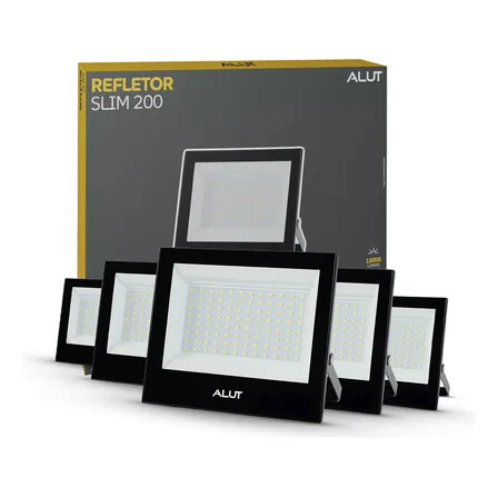 Kit 5 Refletor Led 200w 6500k A Prova D'água Alut