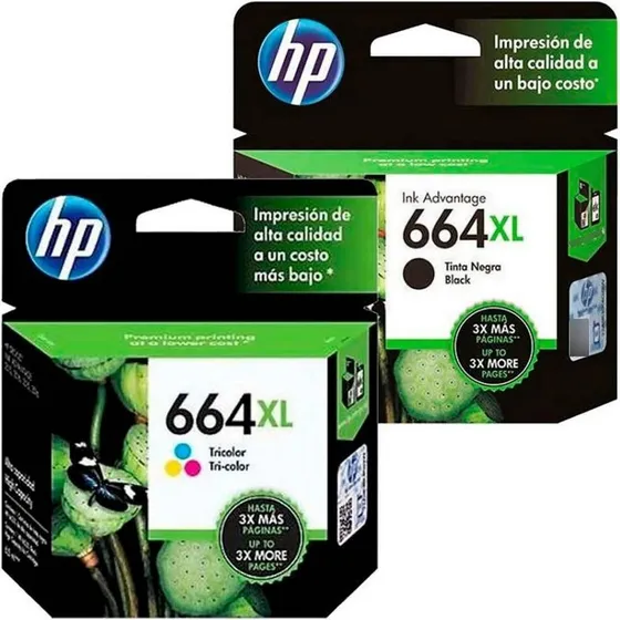 Cartucho Hp 664xl Negro + 664 Tricolor 16.5ml