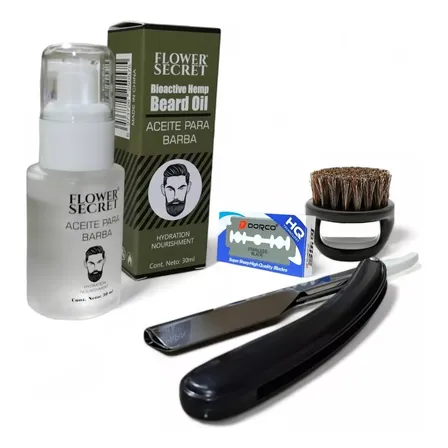 Porta Navaja + Aceite De Barba Y Cepillo Anillo