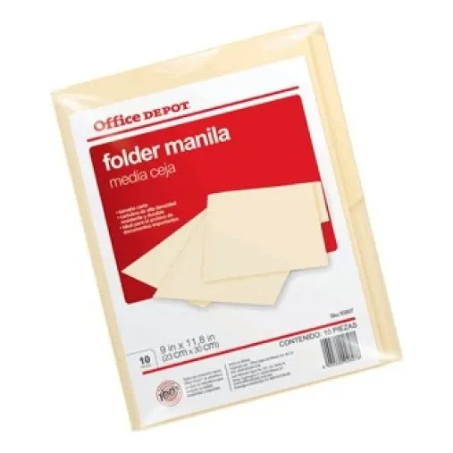 Folders Carta Con Media Ceja Depot / Manila / 10 Piezas
