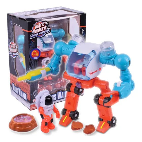Playset Astro Venture Wabro Mision Marte Robot Con Luz Color Naranja Personaje Astronauta