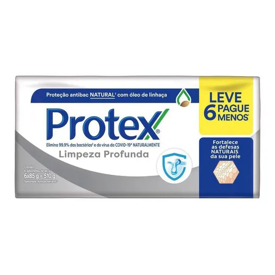 Sabonete em Barra Protex Limpeza Profunda 85g 6 unidades