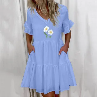 Vestido V For Mujer, Sexy, Playero, Estampado Tropical Hawa Vestido V For Mujer, Sexy, Playero, Estampado Tropical Hawa