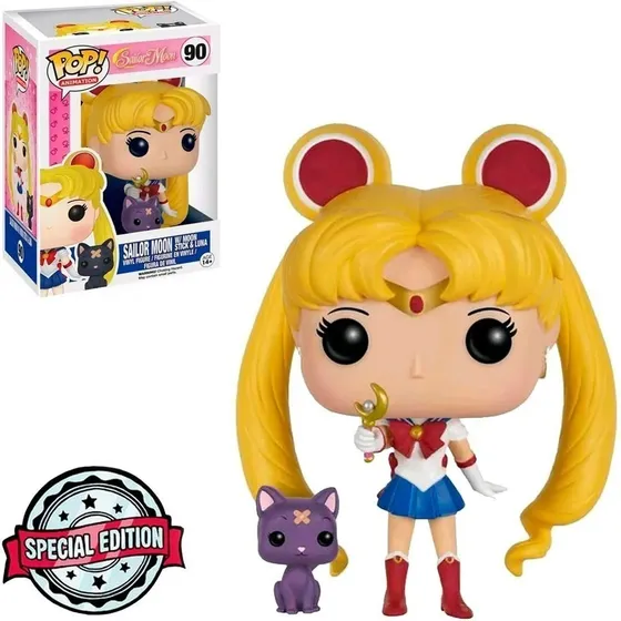 ¡Funko Pop! Muñeca de animación Sailor Moon con Stick y Luna 90