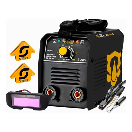 Máquina De Solda Inversora Mma + Kit 2 Esquadros E Óculos Preto 220v