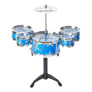 Juego De Bateria Niños Juguete 5 Tambores Platillo Taburete Azul Juego De Bateria Niños Juguete 5 Tambores Platillo Taburete Azul