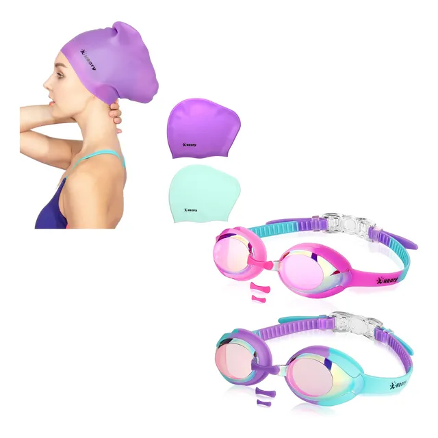 Keary 2 Gafa Natacion Para Niño Gorra Cabello Largo