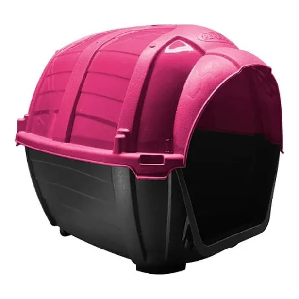 Caseta de plástico para perros Stone House Nº3, color rosa