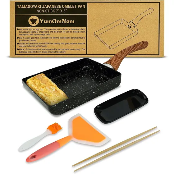 Kit De Sartén P/ Tamagoyaki Yumomnom, Antiadherente, Negra