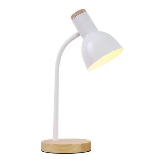 Lampara De Escritorio Nórdica Madera Y Metal LG Color de la estructura Blanco Color de la pantalla Blanco