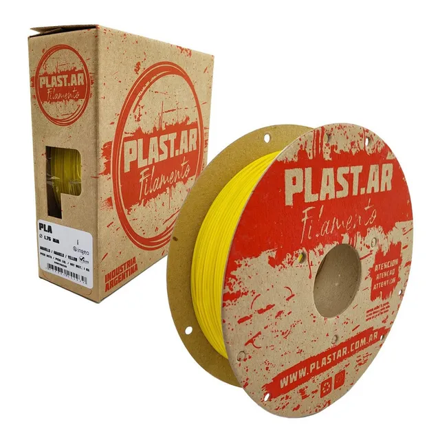 Filamento impresora 3D PLA Plast.ar de 1.75mm x 1 kg. Color amarillo.