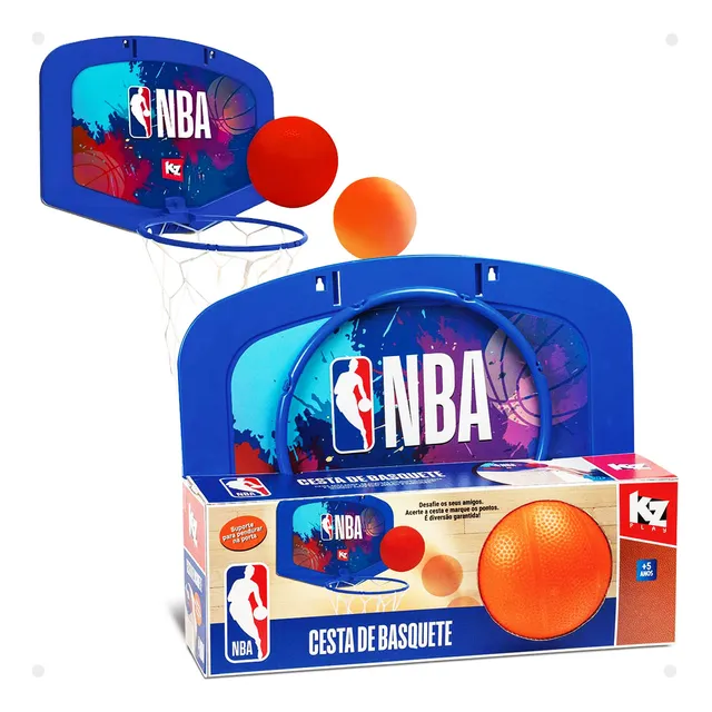 Cesta Basquete Infantil Mini Tabela Com Bola Original Nba