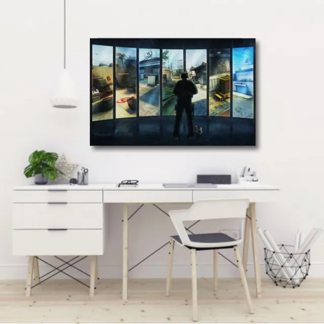 Quadro Decorativo Csgo Mapas - Jogos - Tela Em Tecido