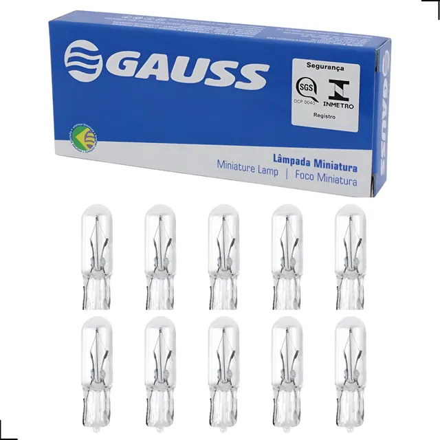 Kit 10 Lâmpadas Painel Carro Esmagada Pinguinho T5 1,2w 12v
