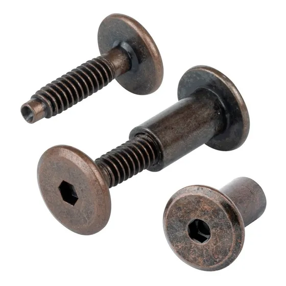 Tornillo Conector Tuerca Union Mueble Bronce 2.5cm1/4 100pzs