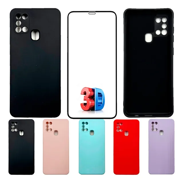 Kit Película 3d + Capa Silicone Veludo Compatível A21s A217m
