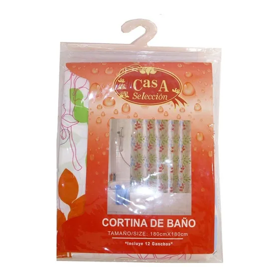 Cortina De Baño Casa Selección Blanca Con Flores 