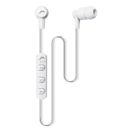 Audífonos Mitzu Sport Mh-9220wh Con Cable Plano Y Manos Lib Color Blanco