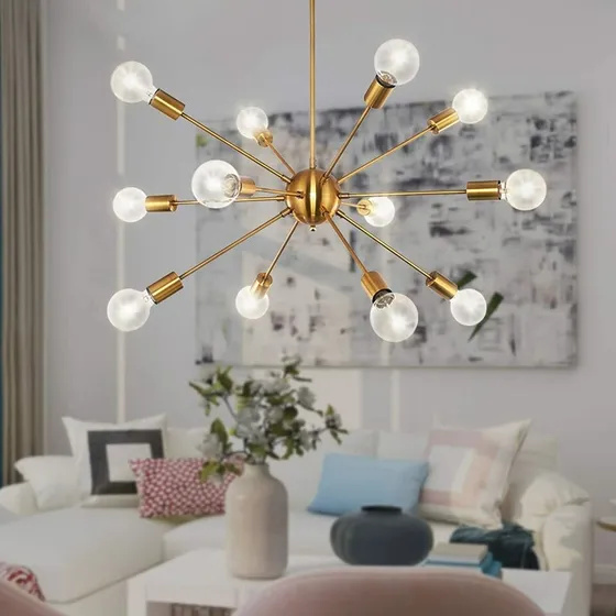 Lámpara De Techo Dorada Sputnik De 12 Luces Altura Ajustable