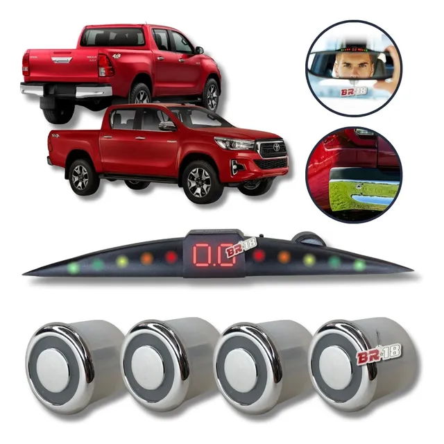 Sensor De Ré Estacionamento Cromado Emborrachado Hilux