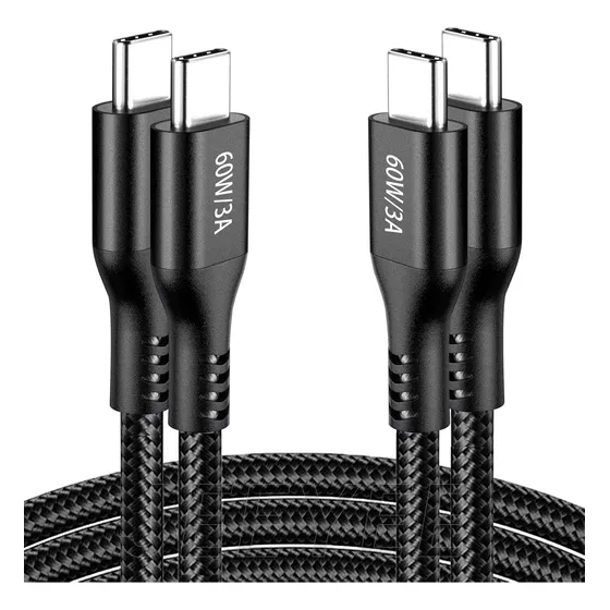 2pzs Cable Tipo C Cable Carga Rapida Tipo C 2m A Tipo C A Carga Rápida Para iPhone 16/15 /samsung Galaxy A53/a52/s20/s10/s9/xiaomi Note 9/poco X5/google Pixel 5 2m 3a 60w 480mbps Color Negro Jeeyee