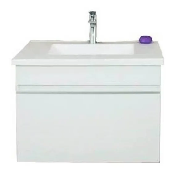 Mueble para baño Bernova Eco de 100cm de ancho, 45cm de alto y 40cm de profundidad con bacha y mueble color blanco con tres agujeros para grifería