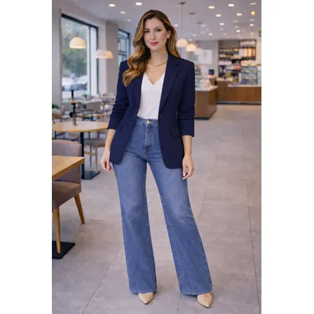 Blazer Feminino Social Em Linho Terninho Alfaiataria