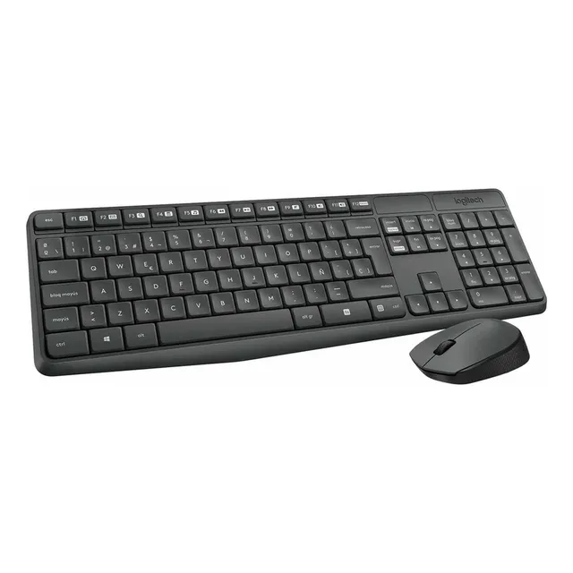 Teclado Logitech + Mouse Mk235 Wireless Usb Sp Black