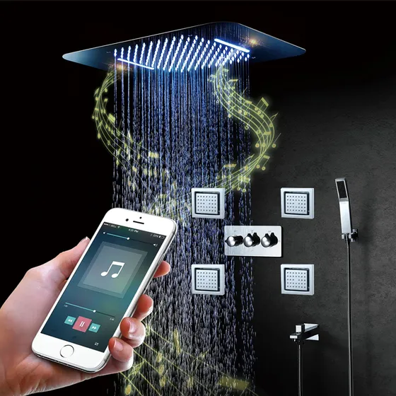 Upbeer Juego Combinado 64 Color Led Sistema Ducha Lluvia