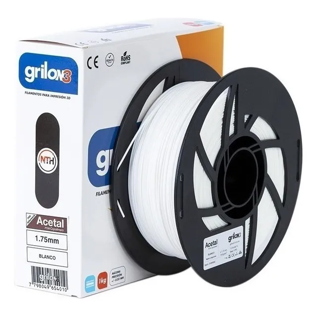 Filamento Acetal 1.75mm Grilon3 - 1kg - Impresion 3d Color Blanco