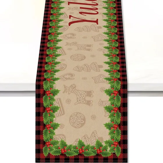 Mantel Mesa Diseño Bufalo Navidad Color Rojo