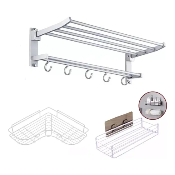 Set De Baño: Toallero + Estante Rectangular + Esquinero