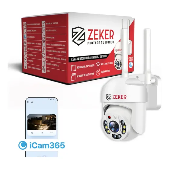 Cámara De Seguridad Wifi Exterior Impermeable Zeker 2mp 5g Color Blanco