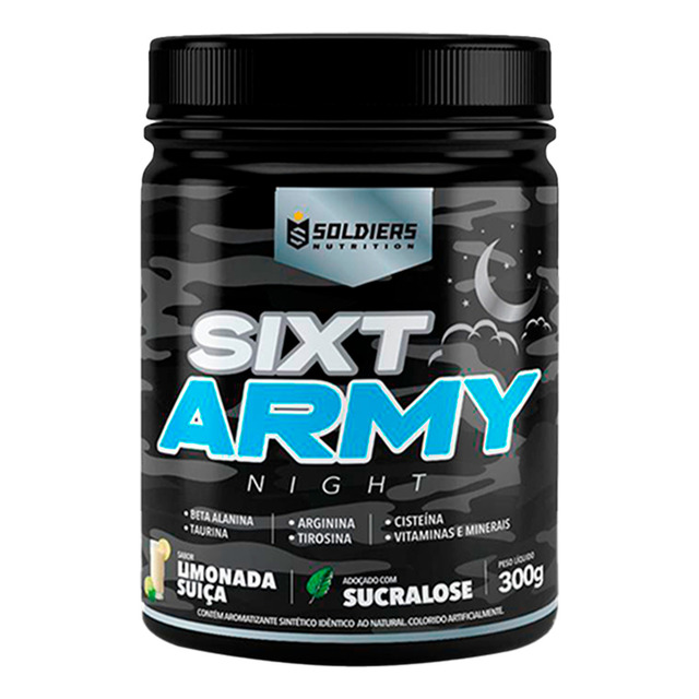 Pré-treino Sixt Army Night 300g Sabor Limonada Suíça Soldiers Nutrition Pré-treino Sixt Army Night 300g Sabor Limonada Suíça Soldiers Nutrition
