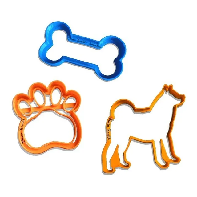 Akita Inu X3 Cortante Galleta Cookie Reposteria Huella Hueso