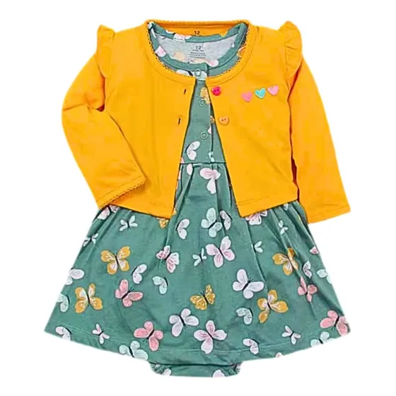 Vestido Para Bebe 2 Piezas Niña Cardigan 