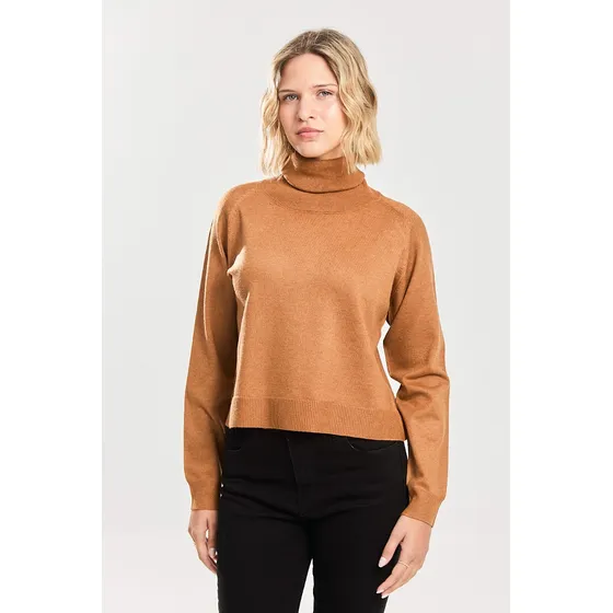 Sweater Polera Pesado De Viscosa Aramelo Koxis Mujer
