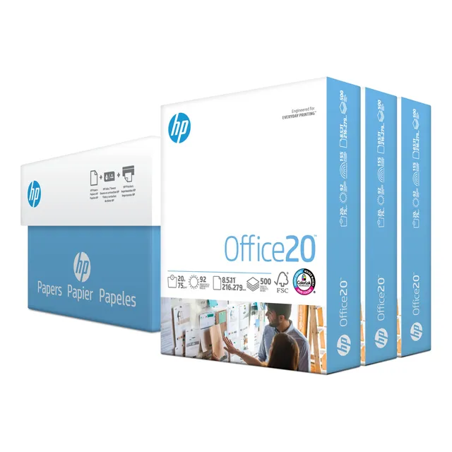 Hp Printer Paper 8 5x11 Office 20 Lb 3 Ream Case 1500 Sheets 92 Bright Made In Usa Fsc Certified Copy Paper