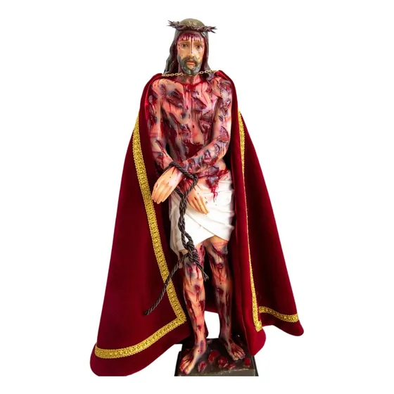 Imagem Jesus Cristo Flagelado Manietado Chagado 40cm Resina
