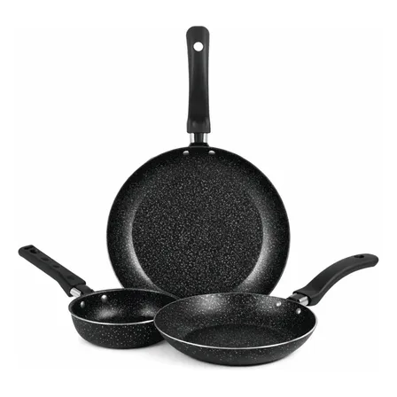 Jogo De Frigideiras Francesas 3 Peças 14 18 24cm Preto Nacio