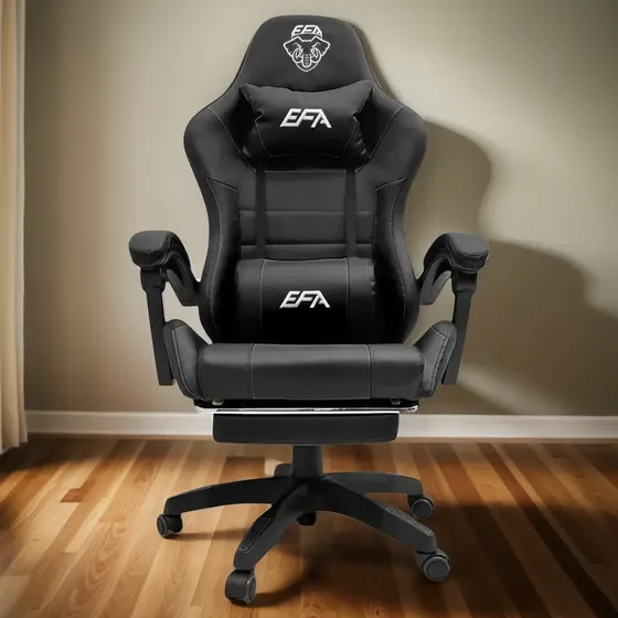 Cadeira Para Escritório Gamer Efa Start Cor Preto Material Do Estofamento Couro Sintético